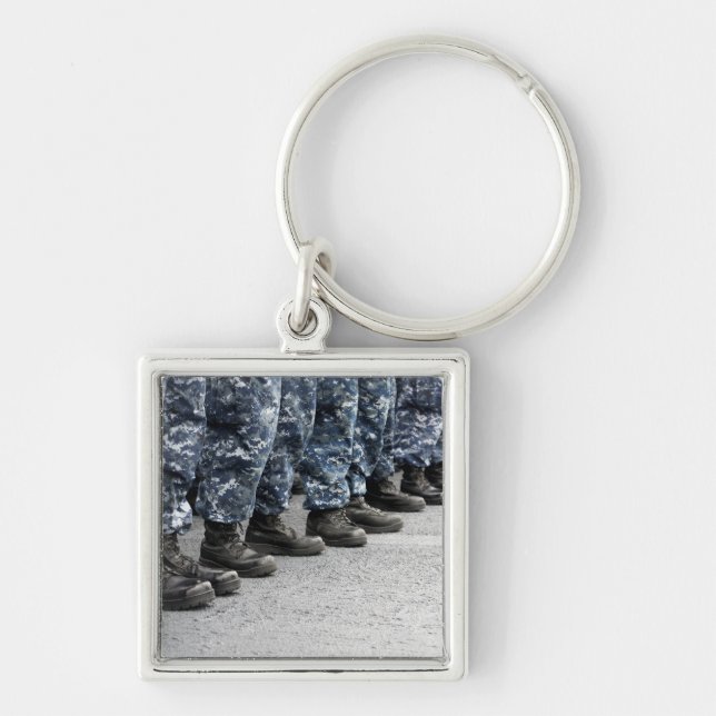 Vy över låg sektion för sjömän fyrkantig silverfärgad nyckelring (Framsidan)