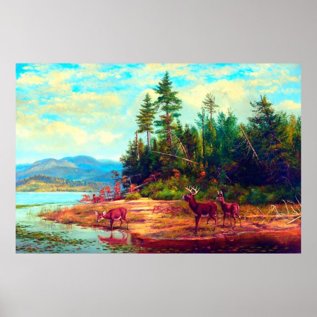 Vy över Long Lake Arthur Fitzwilliam Tait 1882 Poster (Framsidan)