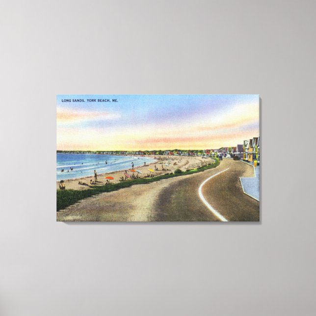 Vy över Long Sands i York Beach Canvastryck (Framsida)