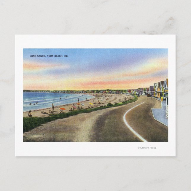 Vy över Long Sands i York Beach Vykort (Framsida)