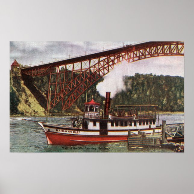 Vy över Maid of the Mist Boat Lämnande Dock Poster (Framsidan)