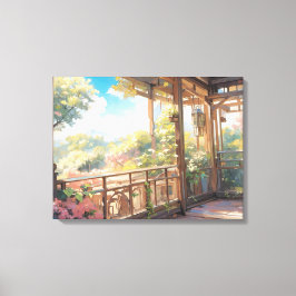 Vy över målarteckning i Balcony Canvastryck