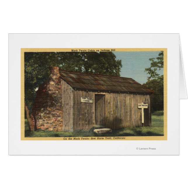 Vy över Mark Twain Cabin på Jackass Backe Hälsningskort (Framsidan Horizontal)
