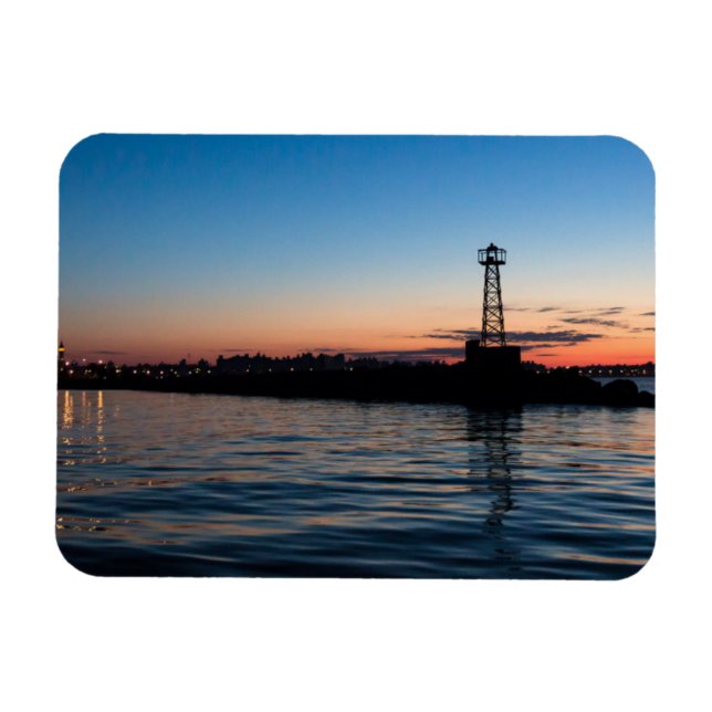 Vy över Montevideo i gryningen, Uruguay Magnet (Horisontell)