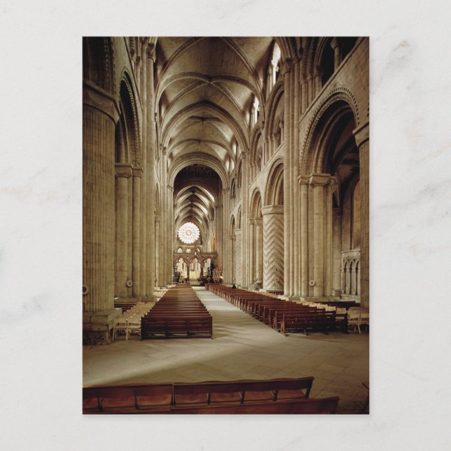 Vy över nave, byggt 1093-1289 vykort (Framsida)