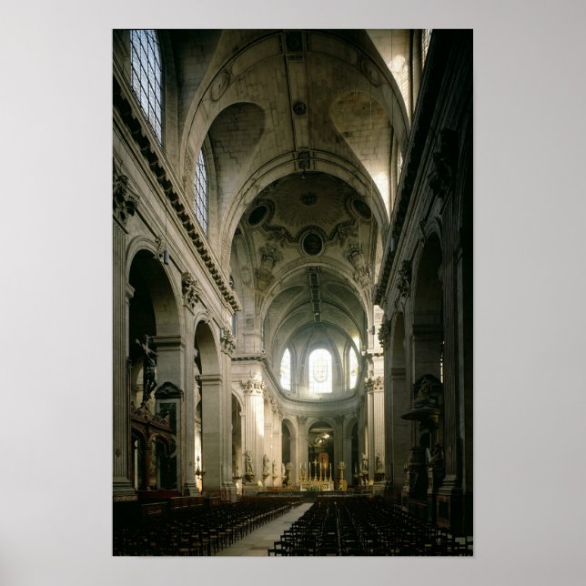 Vy över nave mot kyrkan, byggt poster (Framsidan)