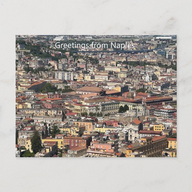 Vy över Neapel, vykort för Italien (Framsida)