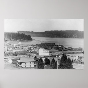 Vy över North Bend, Oregon Photograph Poster