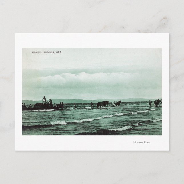 Vy över notfiske för fiskare, hästkartor vykort (Framsida)