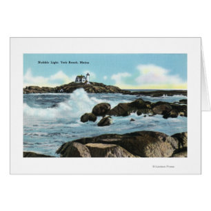 Vy över Nubble Lighthouse Hälsningskort
