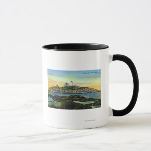 Vy över Nubble Lighthouse i York Beach Mugg