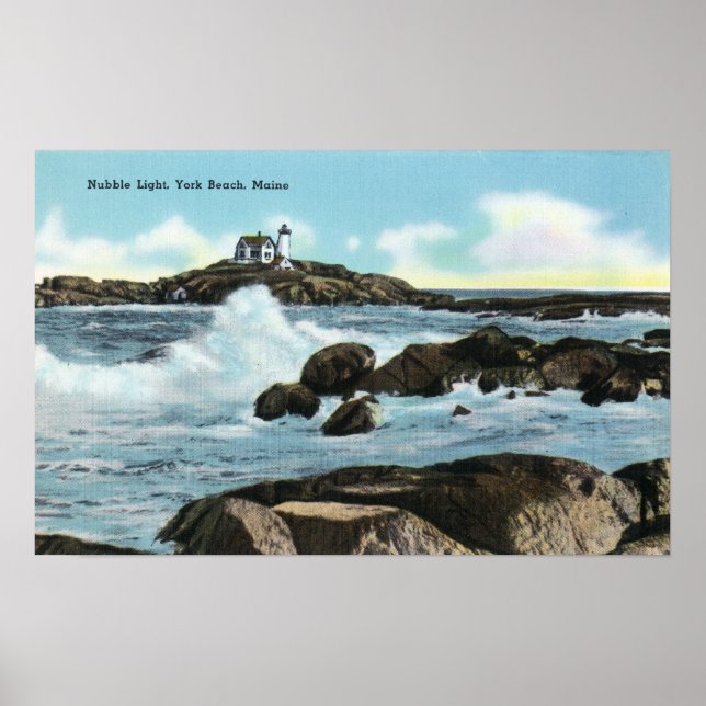 Vy över Nubble Lighthouse Poster (Framsidan)