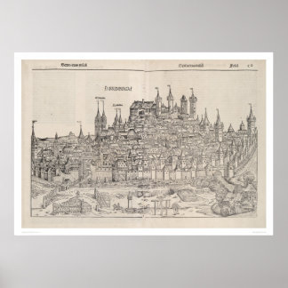Vy över Nürnberg från Nürnberg Chronicle (1458) Poster