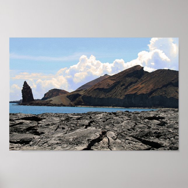 Vy över ön Bartolome på Galapagosöarna Poster (Framsidan)