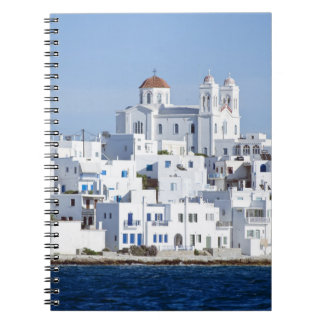 Vy över ön Paros Village Naoussa Anteckningsbok