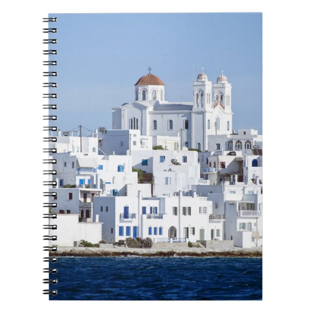 Vy över ön Paros Village Naoussa Anteckningsbok (Framsidan)