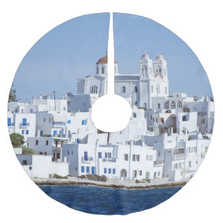 Vy över ön Paros Village Naoussa Julgransmatta Borstad Polyester