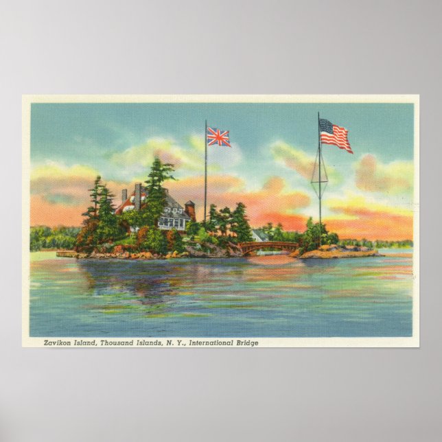 Vy över ön Zavikon Poster (Framsidan)