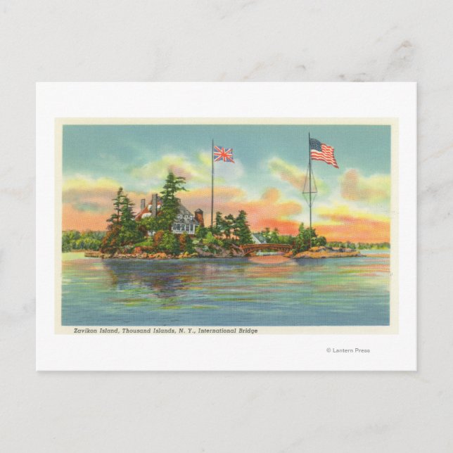 Vy över ön Zavikon Vykort (Framsida)