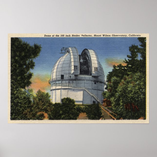 Vy över övervakningscentrum och telescope Dome Poster (Framsidan)