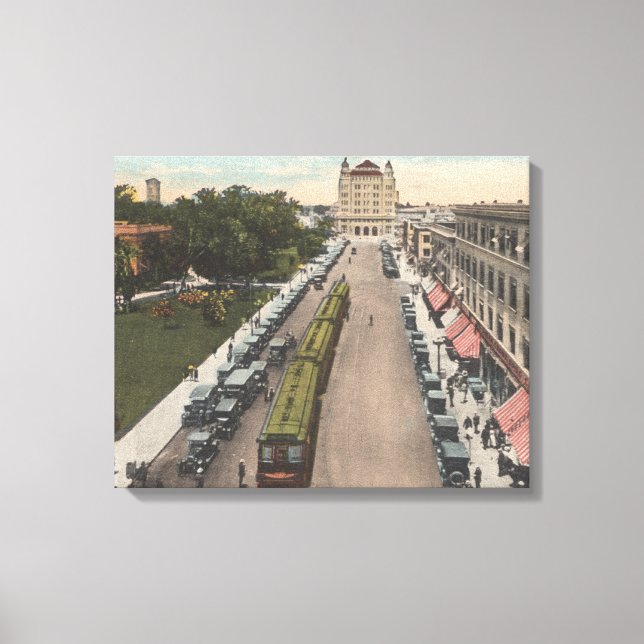 Vy över Pacific Avenue and City Hall Canvastryck (Framsida)