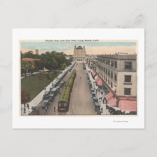 Vy över Pacific Avenue and City Hall Vykort (Framsida)