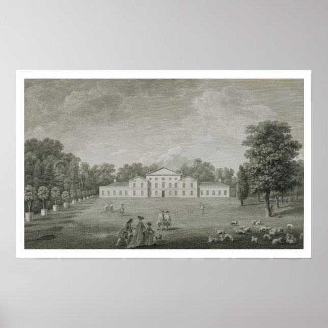 Vy över palatset i Kew från Gräsmatta, graverat Poster (Framsidan)