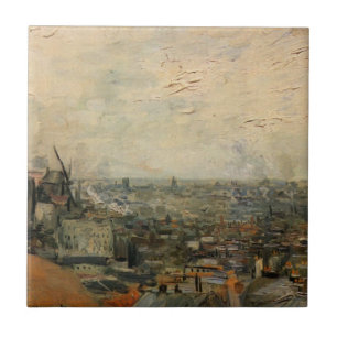 Vy över Paris från Montmartre av Vincent van Gogh Kakelplatta