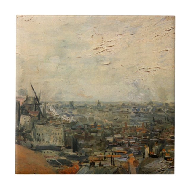 Vy över Paris från Montmartre av Vincent van Gogh Kakelplatta (Framsidan)
