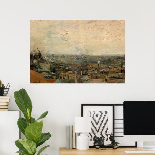 Vy över Paris från Montmartre av Vincent van Gogh Poster
