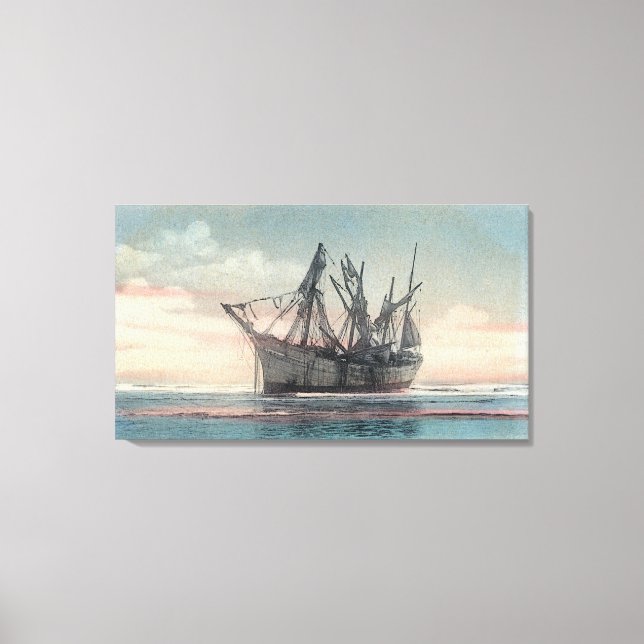 Vy över Peter Iredale-vraket Canvastryck (Framsida)