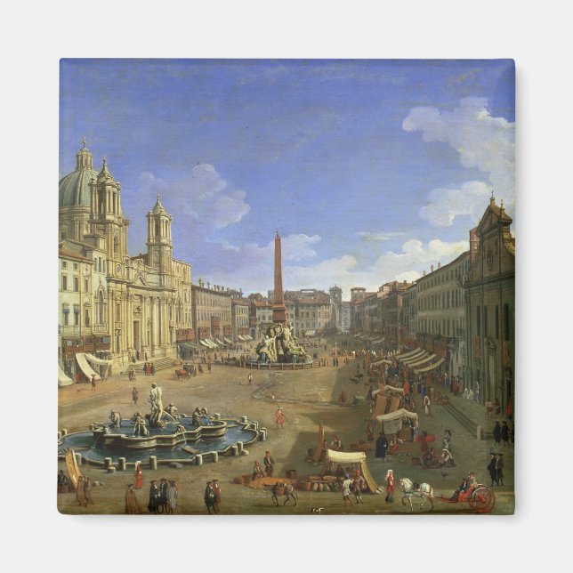 Vy över Piazza Navona, Rom Magnet (Framsidan)