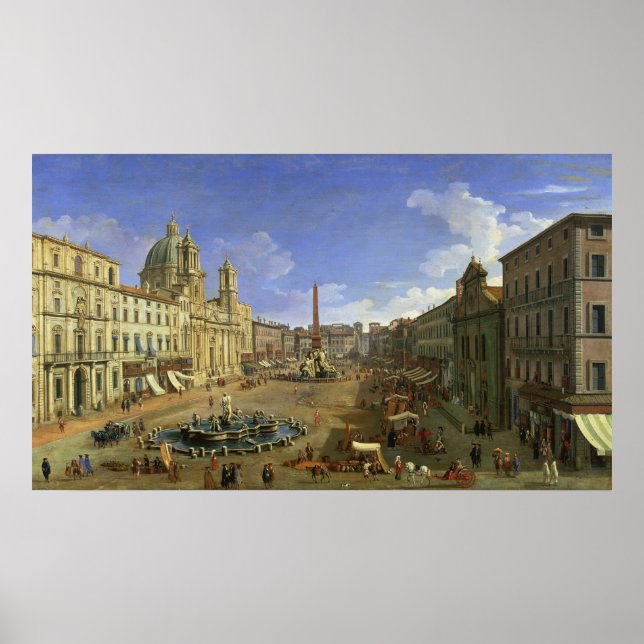Vy över Piazza Navona, Rom Poster (Framsidan)