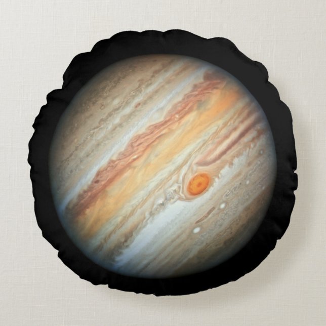 Vy över Planet Jupiter (Hubble Telescope) Rund Kudde (Framsidan)