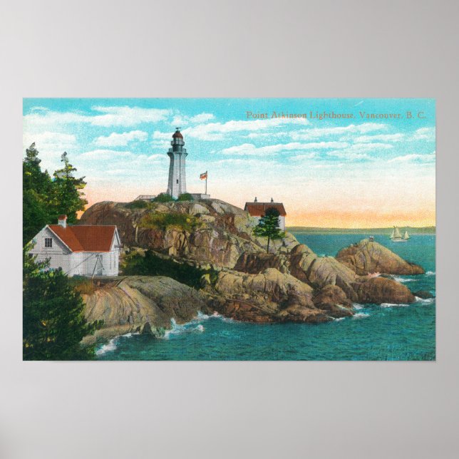 Vy över Point Atkinson Lighthouse Poster (Framsidan)