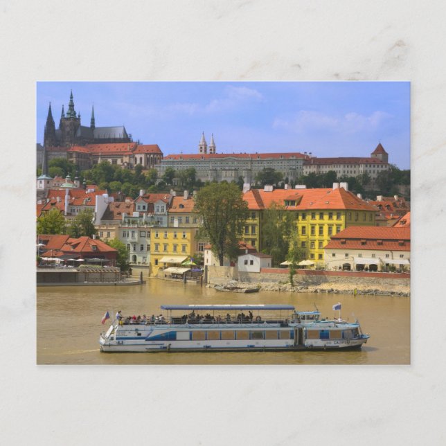 Vy över Prag slott och staden vid Vltava Vykort (Framsida)