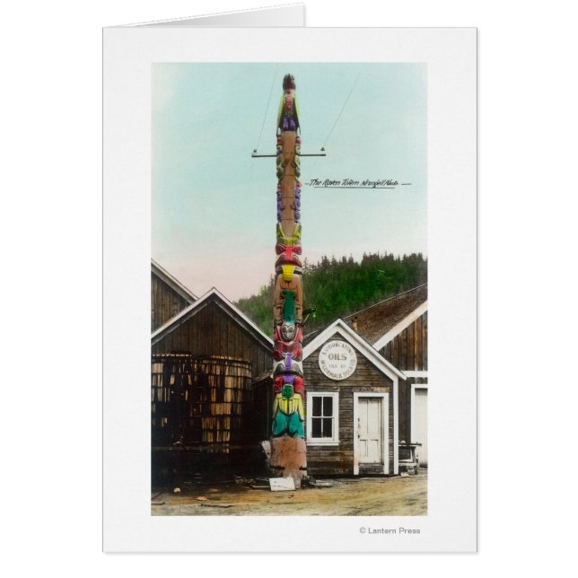 Vy över Raven TotempoleWrangell, AK Hälsningskort (Framsidan)