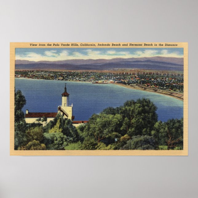 Vy över Redondo & Hermosa-stränder Poster (Framsidan)