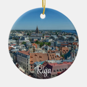 Vy över Riga-staden Julgransprydnad Keramik