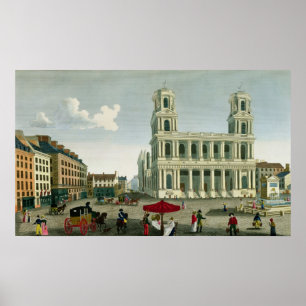 Vy över Saint-Sulpices kyrka Poster