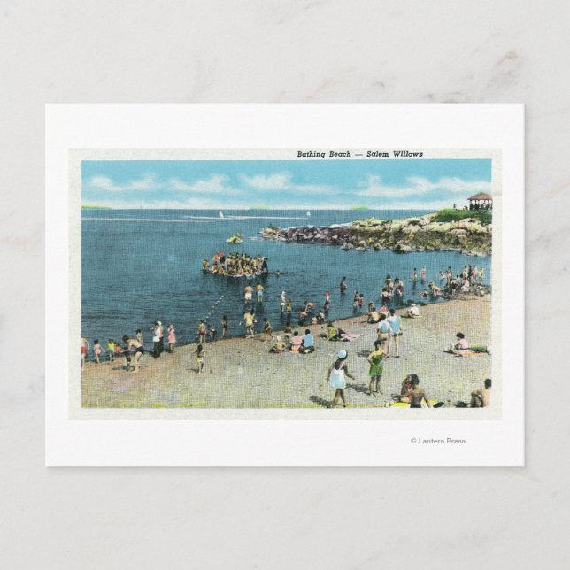 Vy över Salem Willows Beach Vykort (Framsida)