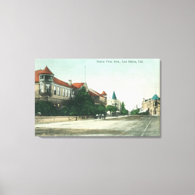 Vy över Santa Cruz AvenueLos Gatos, CA Canvastryck (Framsida)