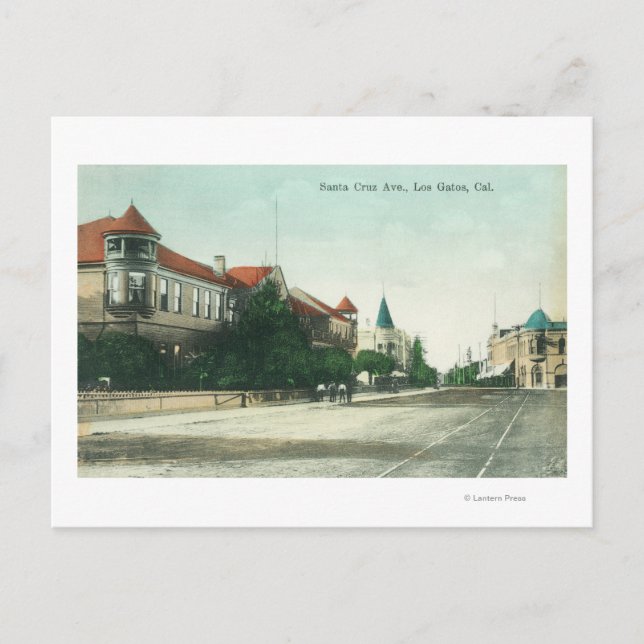 Vy över Santa Cruz AvenueLos Gatos, CA Vykort (Framsida)