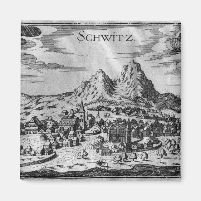 Vy över Schwyz Magnet (Framsidan)