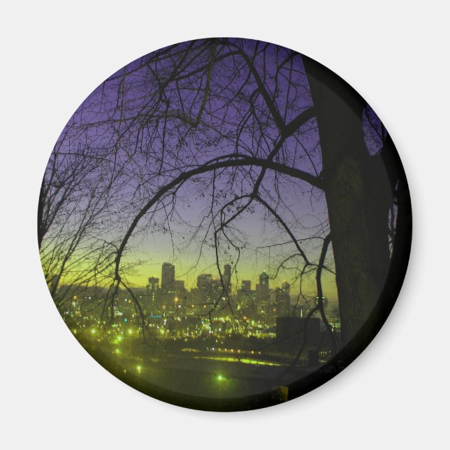 Vy över Seattle i gryningen Magnet (Framsidan)