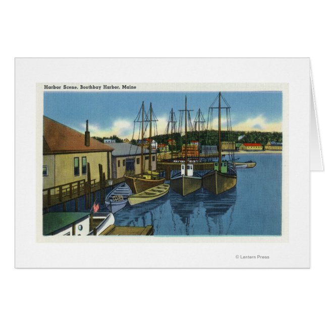 Vy över segelbåtar som dockats i hamnen hälsningskort (Framsidan Horizontal)