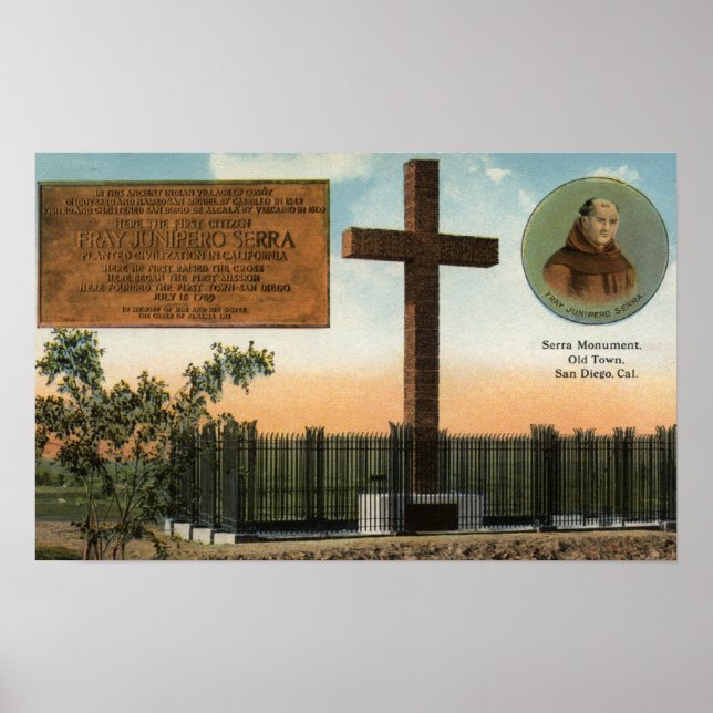 Vy över Serra Monument, gamle Town San Diego Poster (Framsidan)