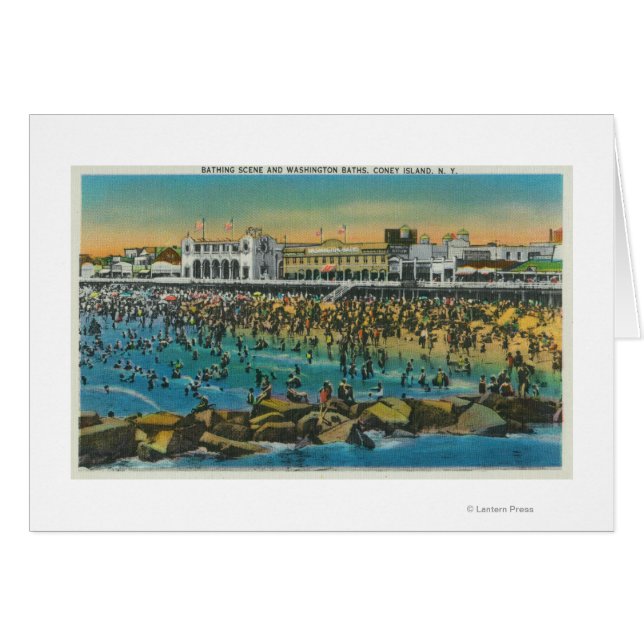 Vy över simmare vid Washington Baths Hälsningskort (Framsidan Horizontal)