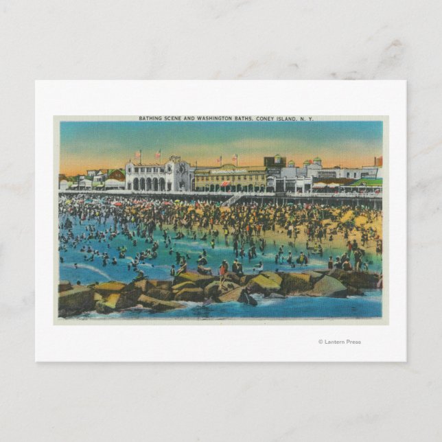 Vy över simmare vid Washington Baths Vykort (Framsida)