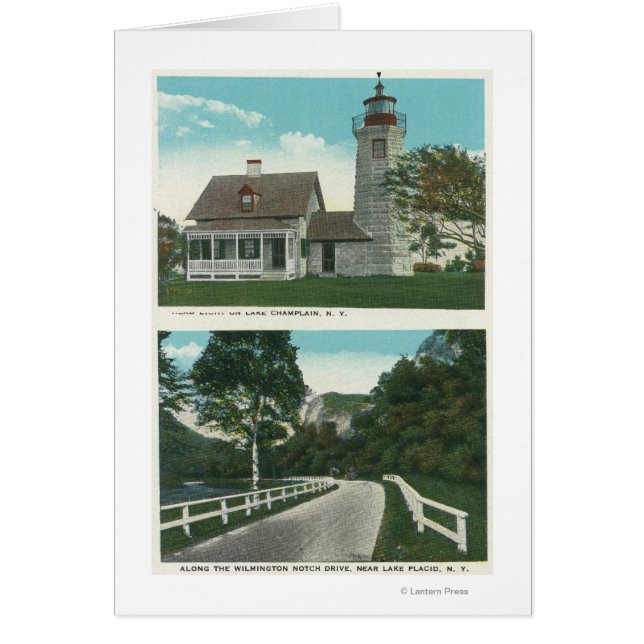 Vy över Sjö Chamblank fyr Hälsningskort (Framsidan)